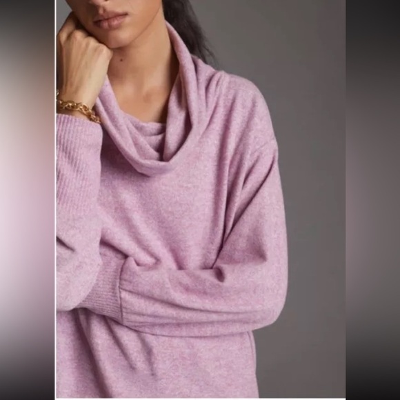 Anthropologie Maeve Tunic Cowl Neck Sweater Medium Relaxed Soft Pink Oversized - Picture 4 of 15